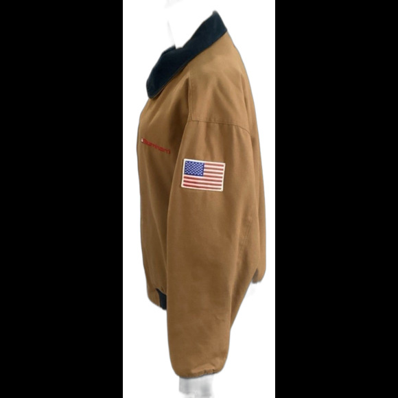 Burnham Jacket Men's Size L Color Brown Canvas Bomber Style Quilted Lining - Picture 3 of 10